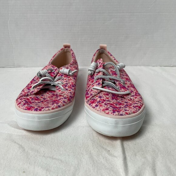 Speery Pink and White Canvas Sneakers with Floral Design - Picture 5 of 9